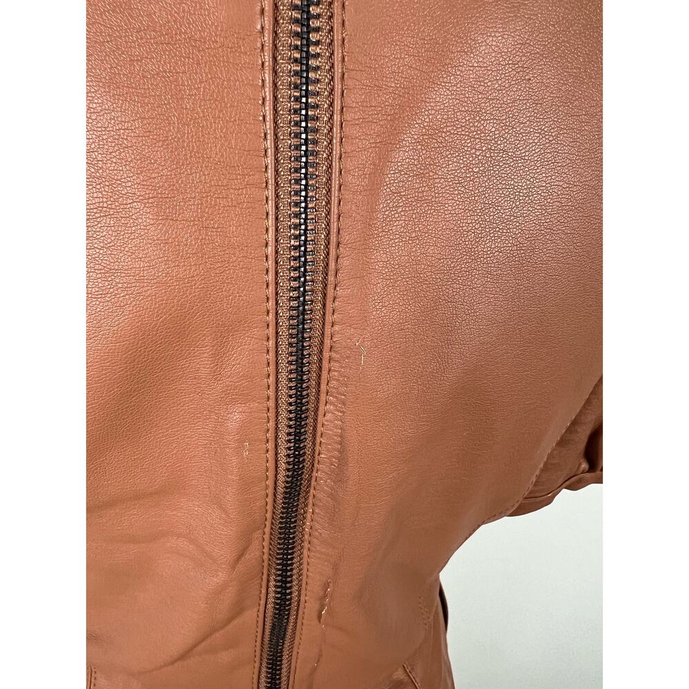 Cupcake & Cashmere Maggie Dress Brown Faux Leather Mini Dress with pockets - Picture 9 of 16